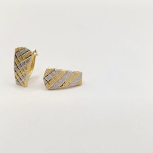 Klasyczne złote kolczyki z elementami białego złota próby 585,14k