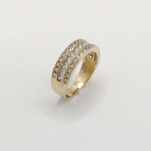 Złoty pierścionek próby 585, 14k, 14 karat, z przezroczystymi cyrkoniami, rozmiar 13, asem, leśnica, wrocław