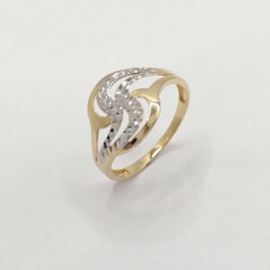 Złoty pierścionek próby 585, 14k, 14 karat, z elementami białego złota, rozmiar 26, asem, leśnica, wrocław